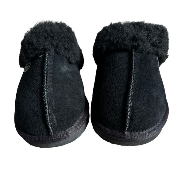 NWOB Pawz by Bearpaw MacKenzie Suede scuff slipper black size womens 6 fur lined - Picture 5 of 7